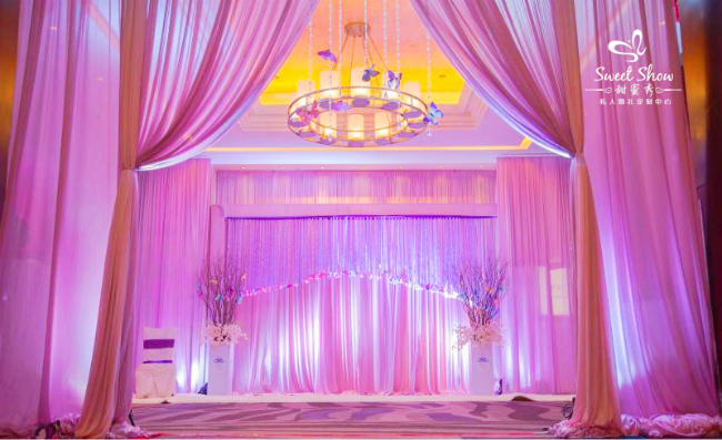 灯光,唯美梦幻室内婚礼,帷幔,