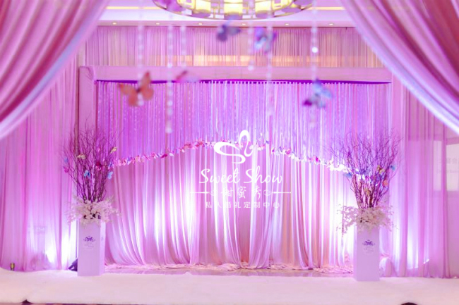 背景墙,唯美梦幻室内婚礼,帷幔,