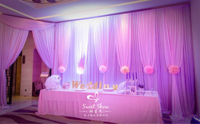 签到台,帷幔,唯美梦幻室内婚礼,