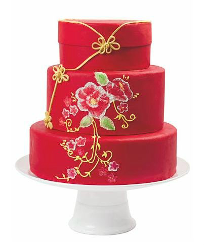 新娘嫁衣翻糖蛋糕,中式,