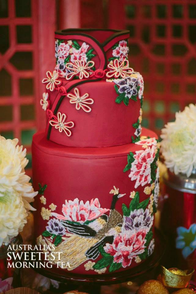 新娘嫁衣翻糖蛋糕,中式,