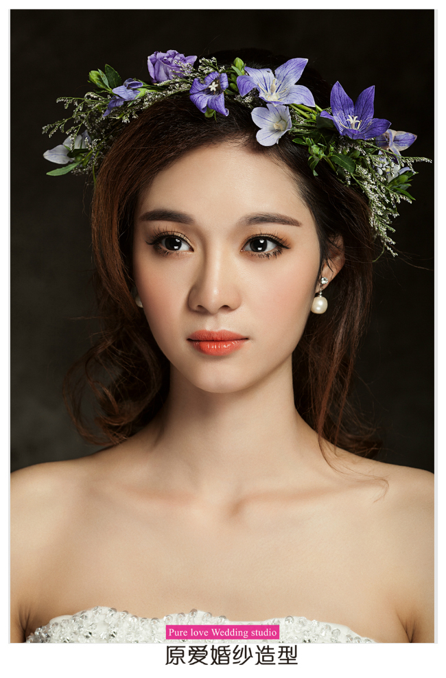 森女新娘妆容花环彩妆