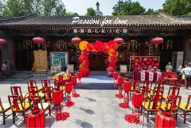 中式婚礼庭院,路引通道,
