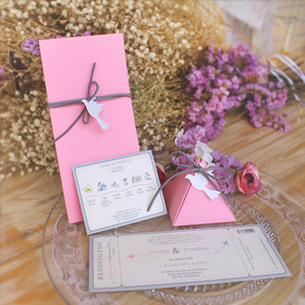 伍点贰拾婚礼印品定制:【伍点贰拾】法式白鸽飞机票婚礼请柬喜帖