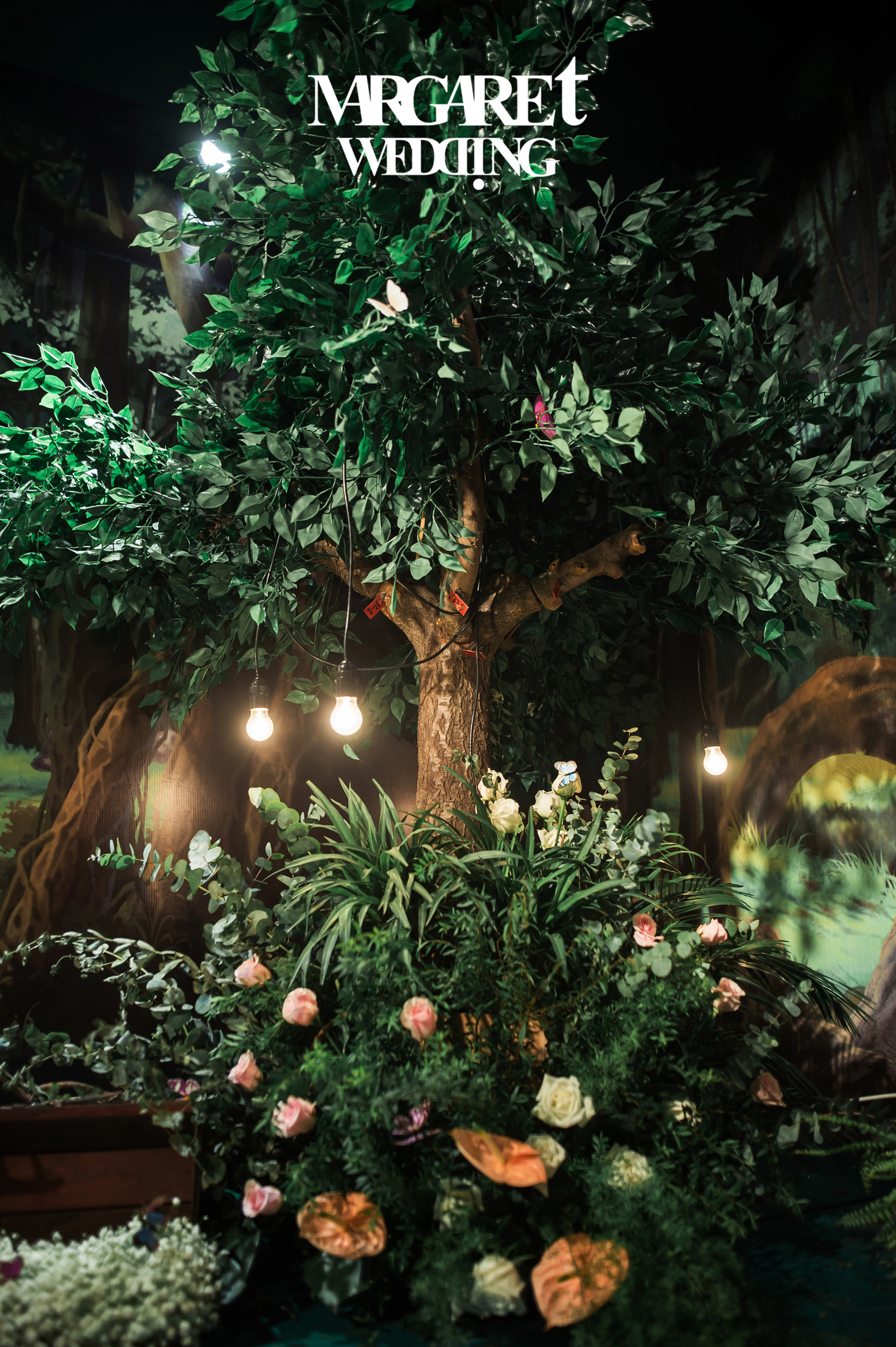 绿叶,树木装饰,森系婚礼布置,