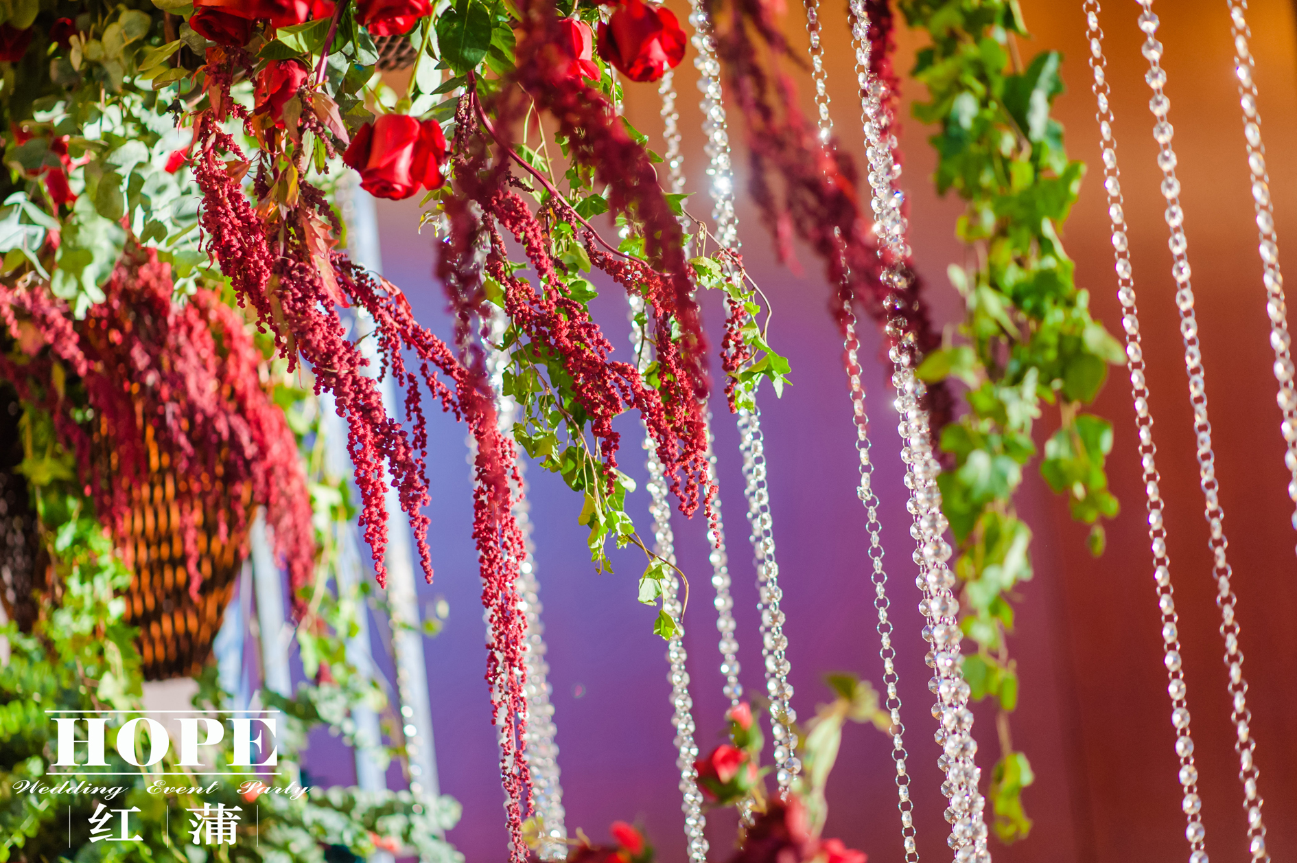 鲜花吊饰,水晶,