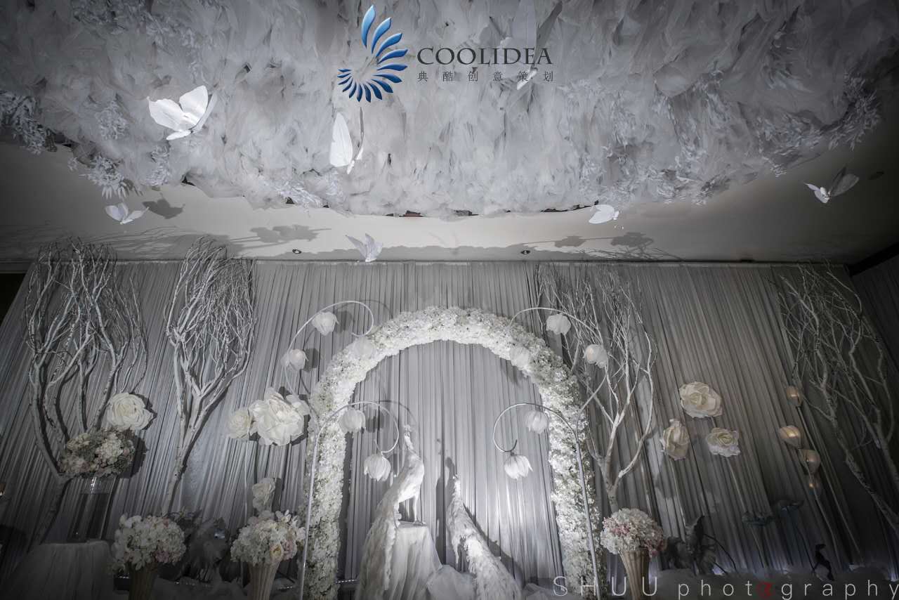 纱幔吊顶,鲜花拱门,背景墙,