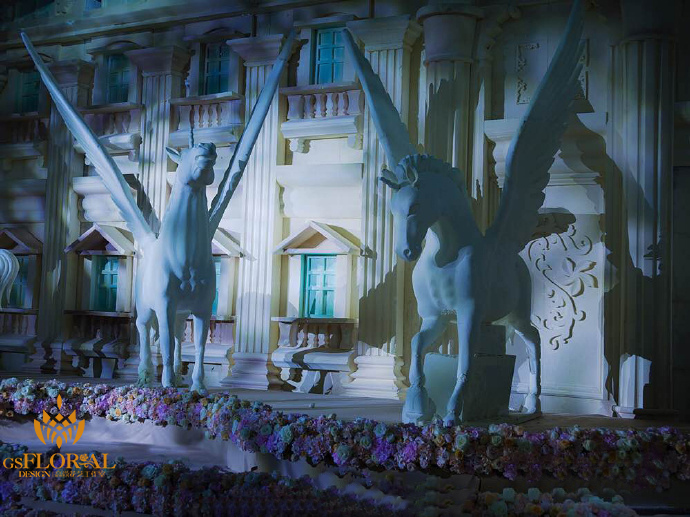 婚礼道具,天马,建筑背景墙,