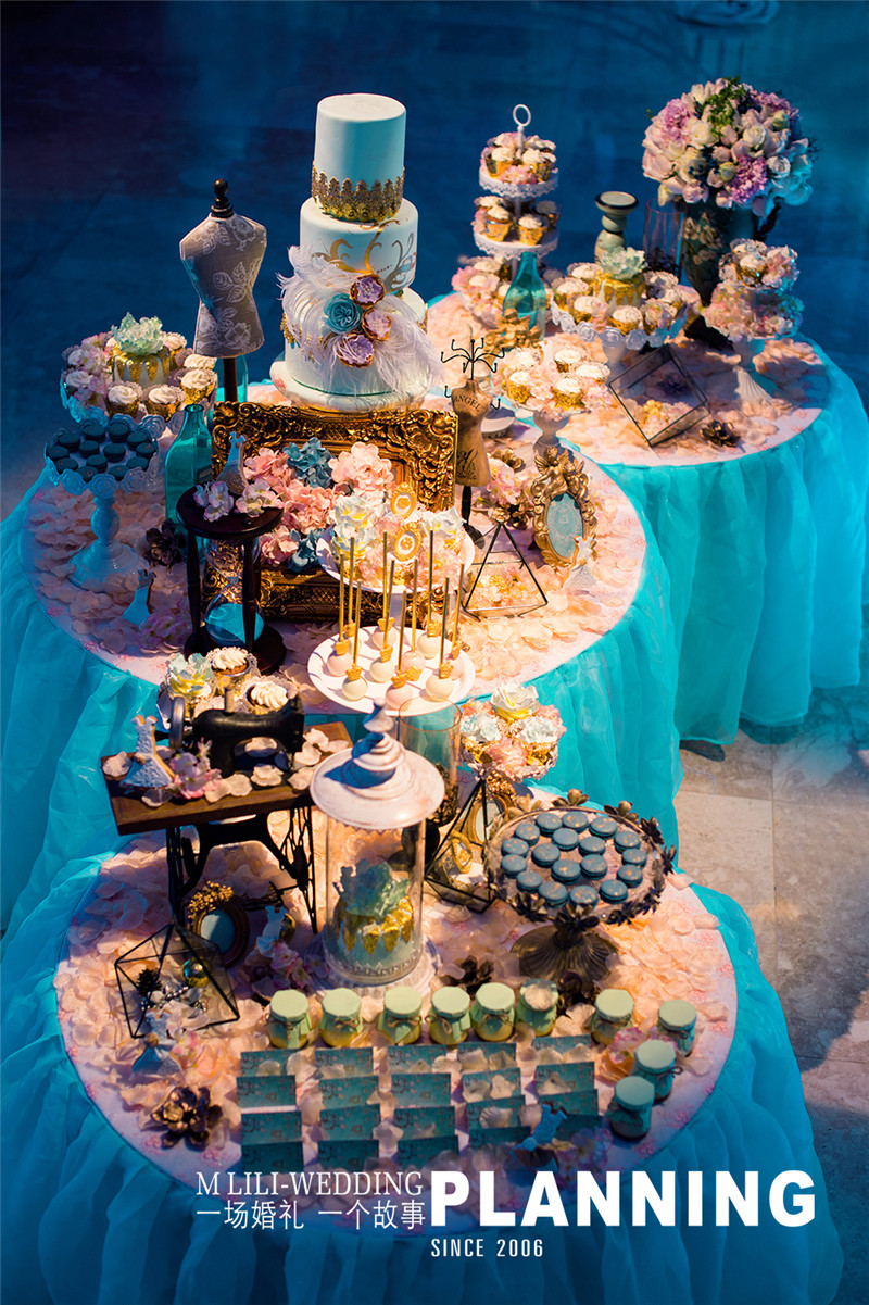 甜品桌,轻奢法式婚礼,花园主题婚礼,