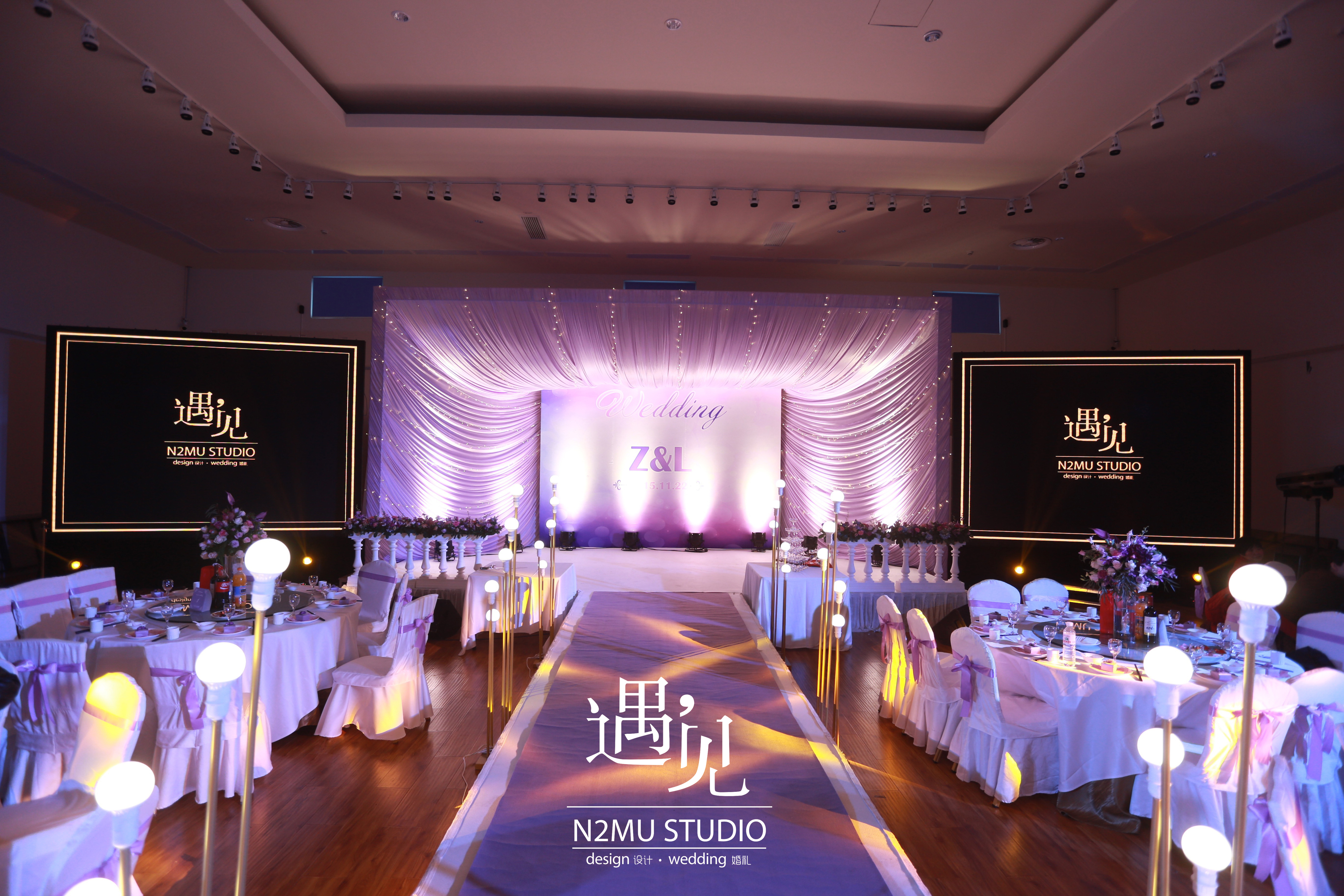 简洁风婚礼,背景墙,仪式区,