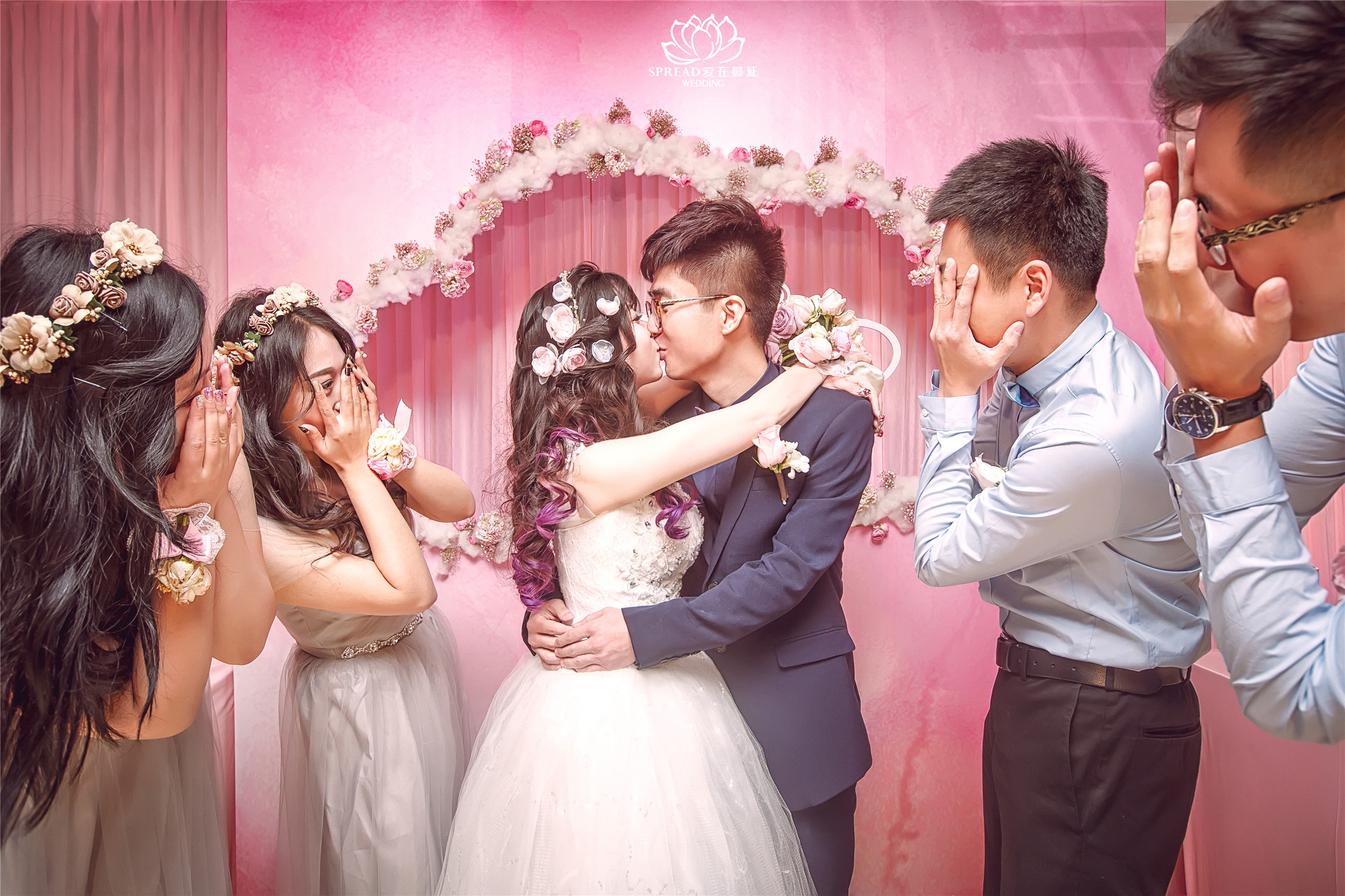婚礼跟拍,伴郎伴娘合影,