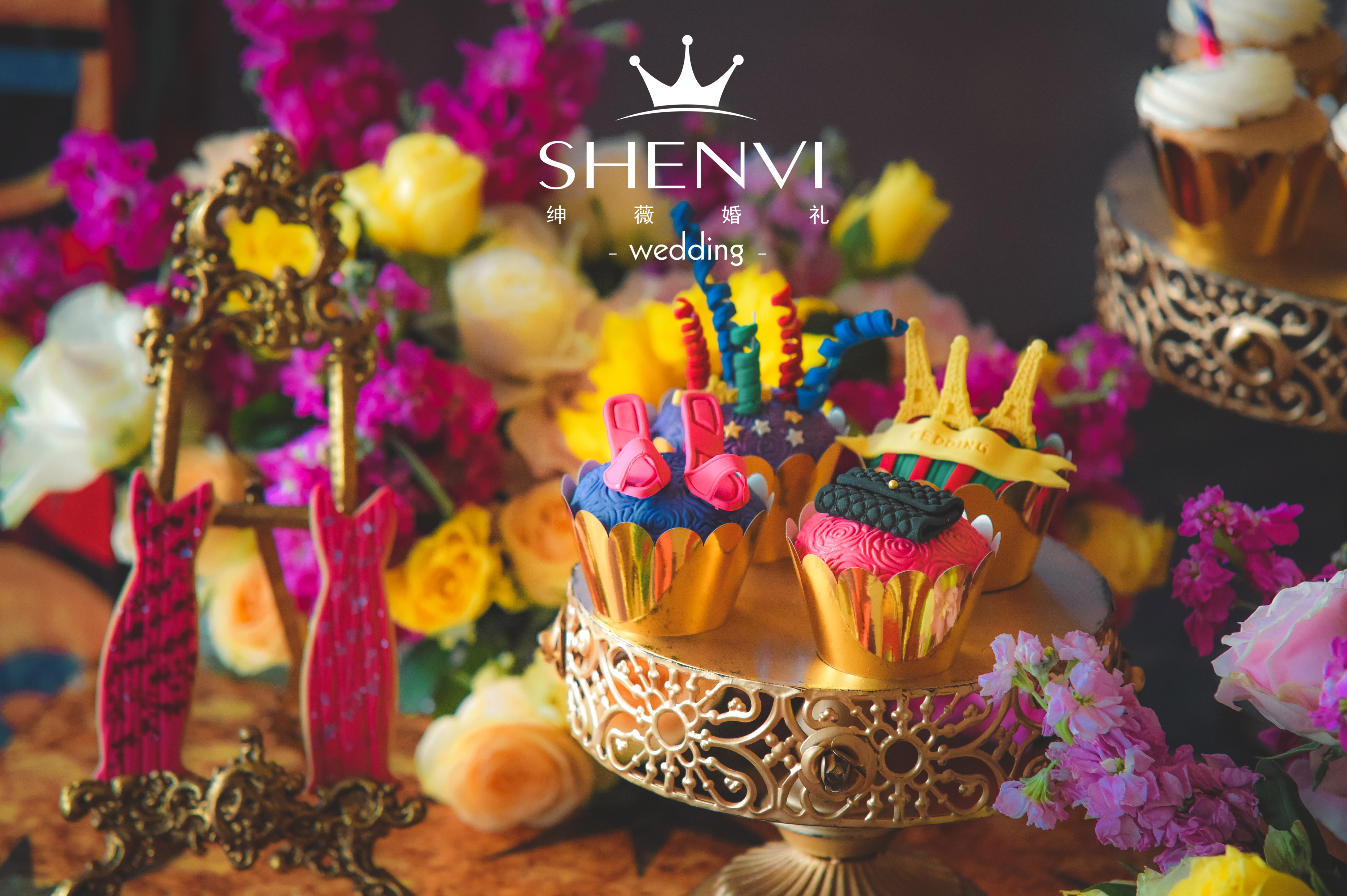 派对主题婚礼,婚礼甜品,cupcake,