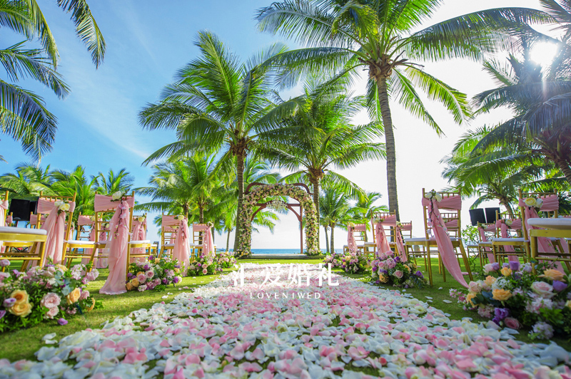 花瓣路引,热带海岛婚礼,