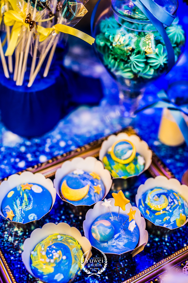 cupcake,星空主题婚礼,油画风婚礼甜品,
