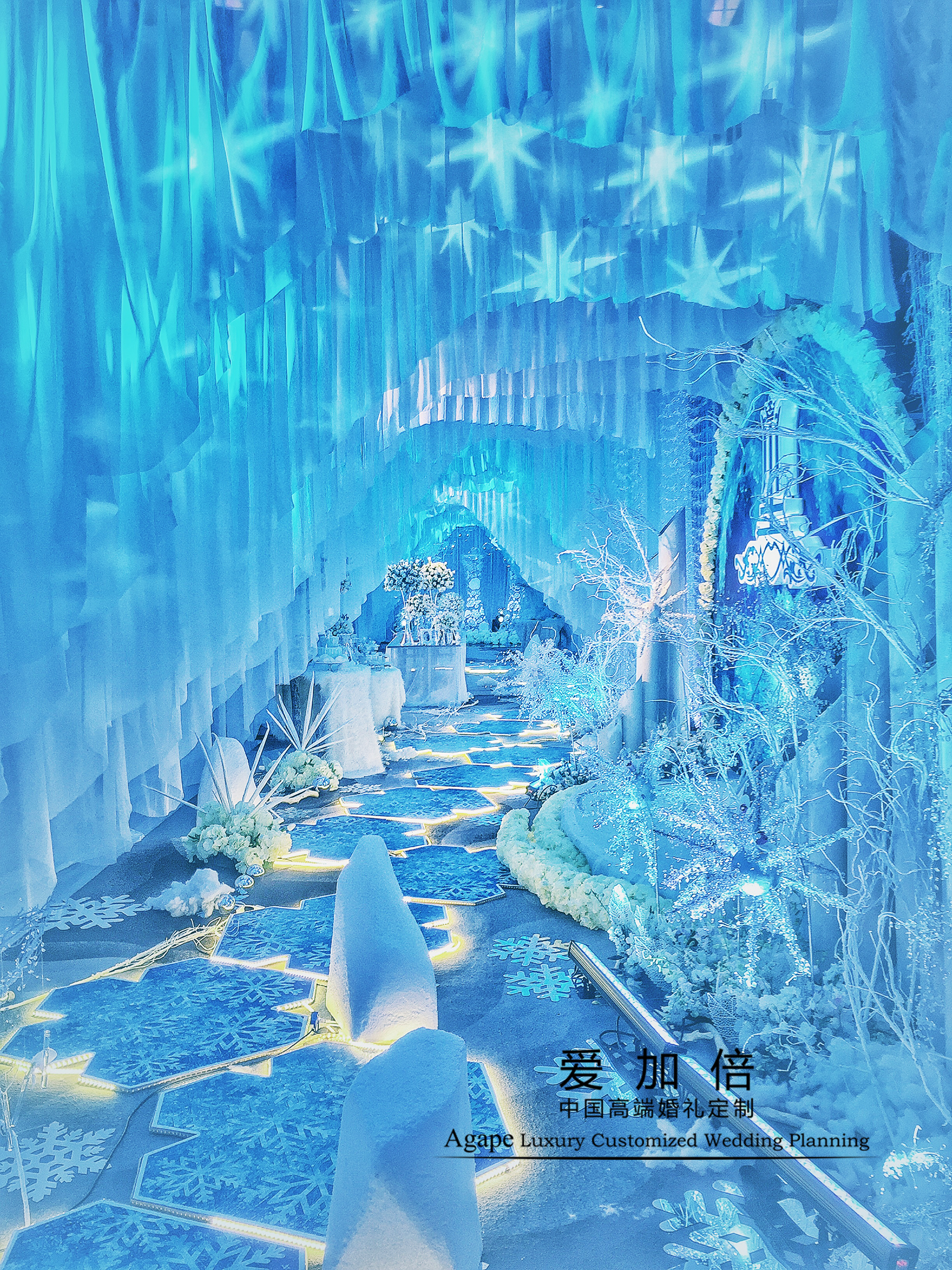 唯美梦幻风婚礼,冰雪主题婚礼,路引通道,