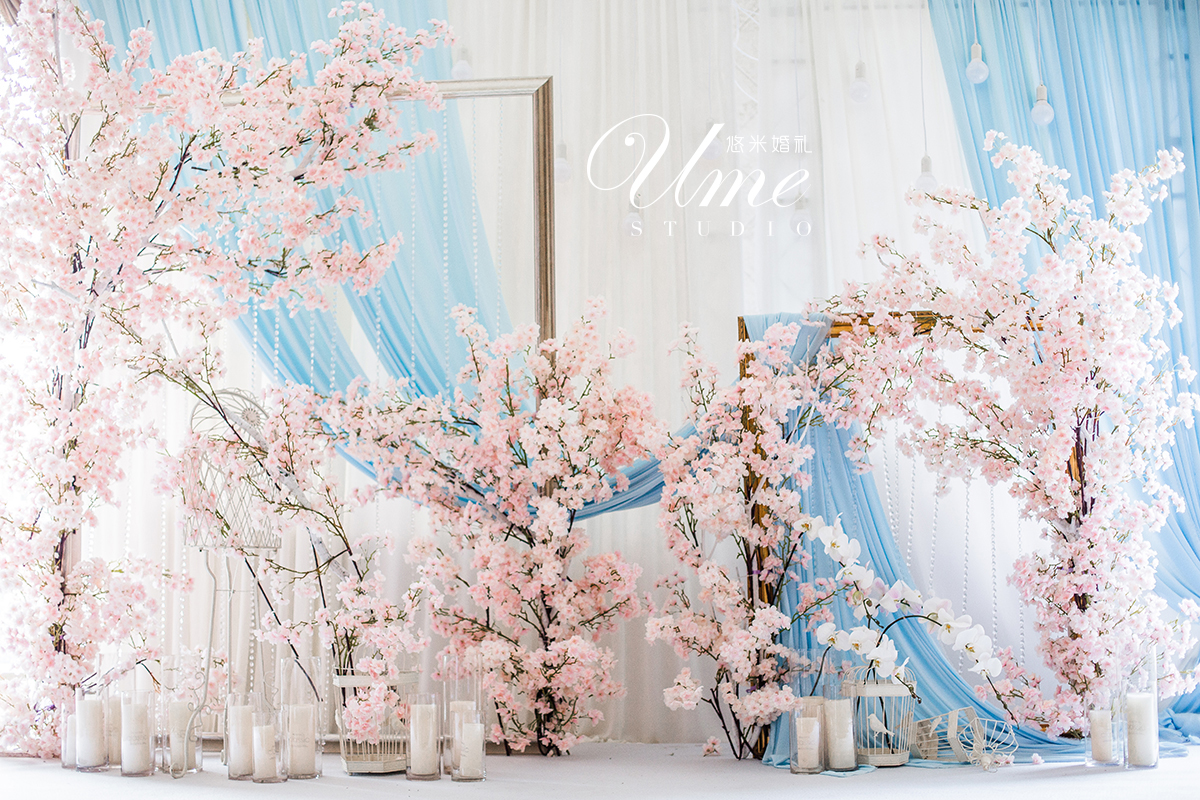 婚礼布置,迎宾区,帷幔,