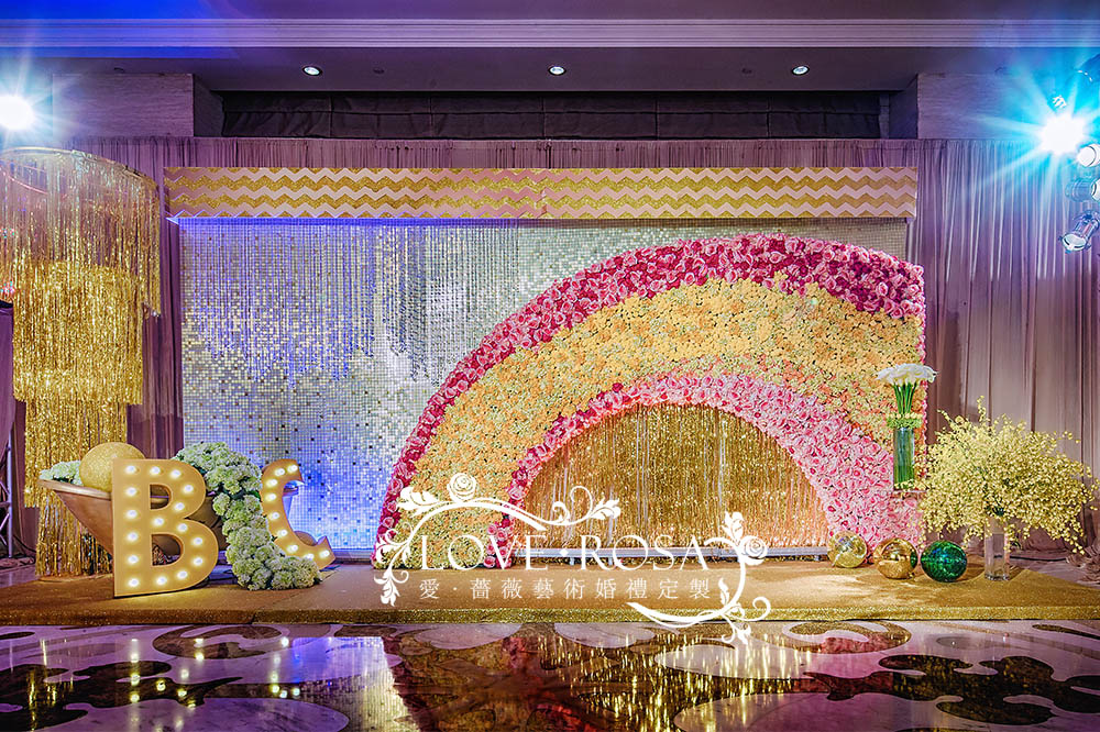 blingbling婚礼,鲜花背景墙,
