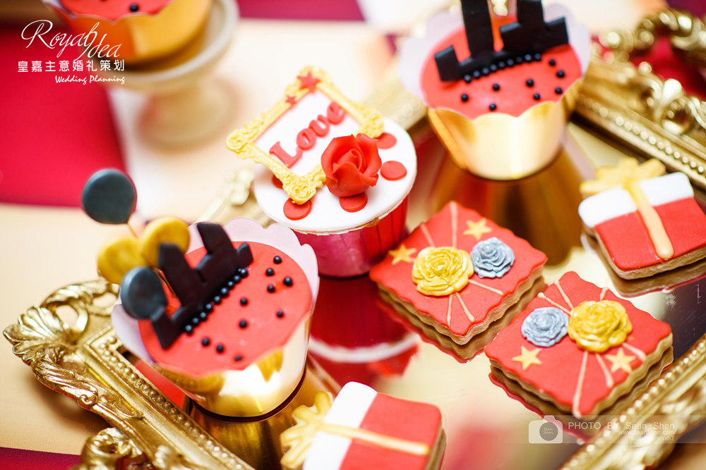 婚礼甜品,翻糖饼干,cupcake,