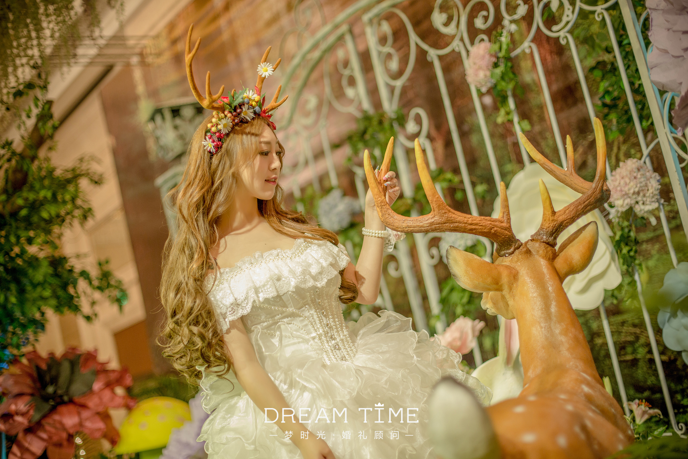 新娘写真,森系新娘造型,鹿,