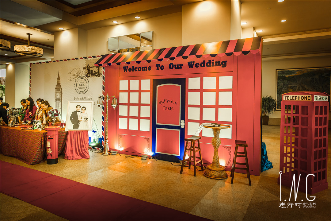 合影区,英伦风婚礼,英伦风背景墙,