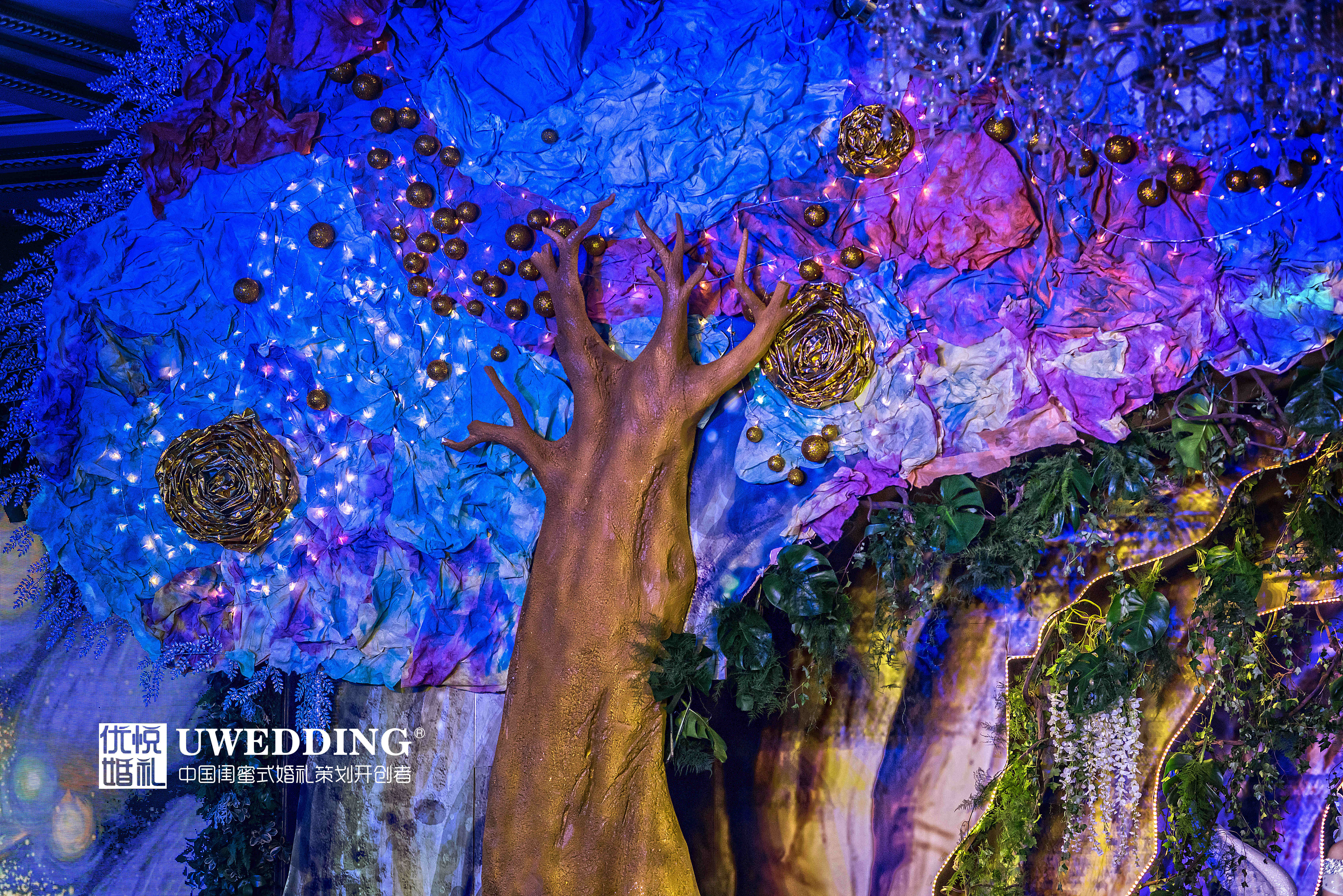 婚礼道具,童话风婚礼,水彩风树,