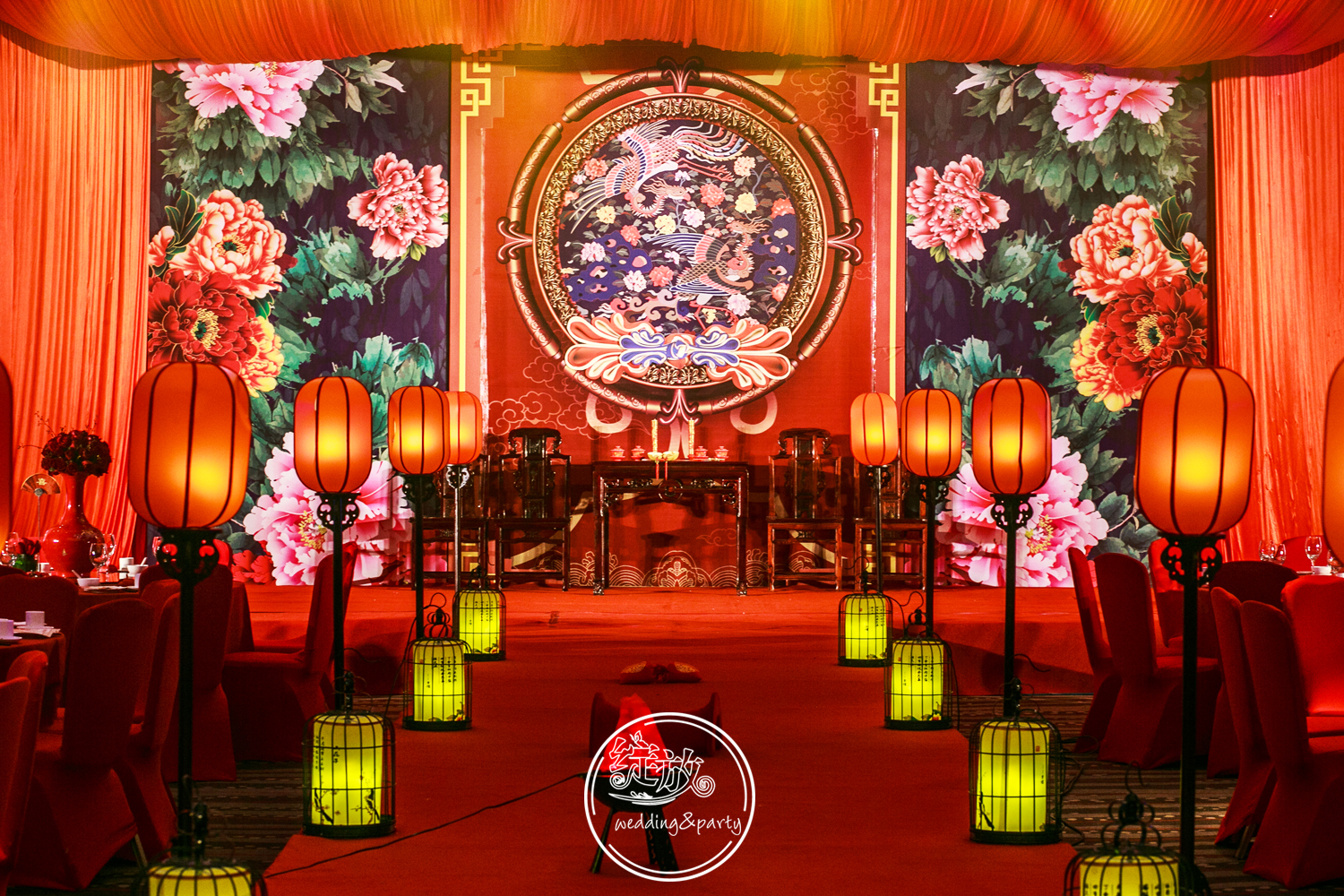 中式主题婚礼,仪式区,婚礼布置,