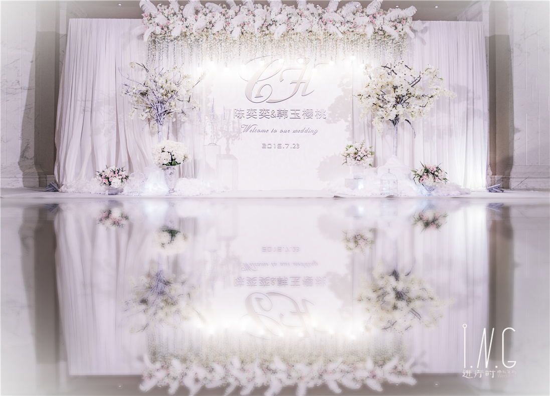 迎宾区,唯美梦幻风婚礼,背景墙,