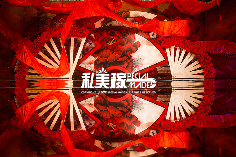 牡丹花背景墙,扇子背景墙,花艺设计,