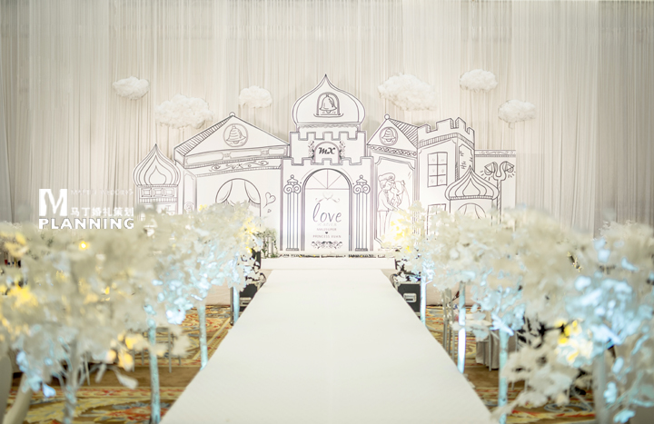 黑白手绘简笔画简洁风婚礼《超级马力&璇小公举》生活是糖，甜到抓狂。