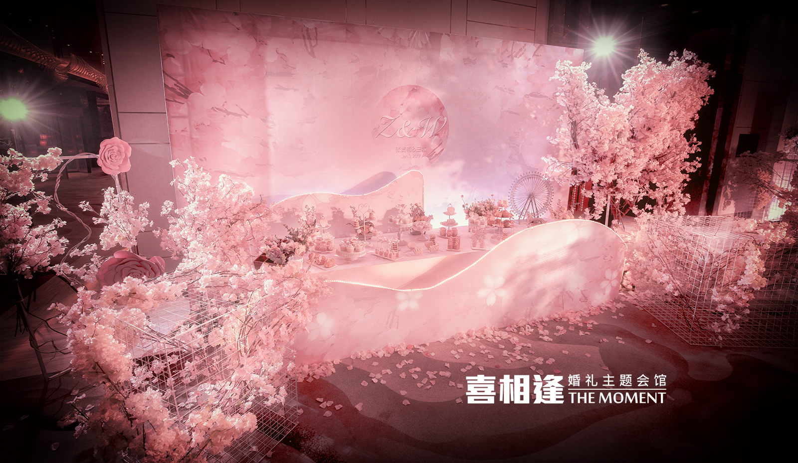 樱花主题婚礼,甜品桌,婚礼布置,