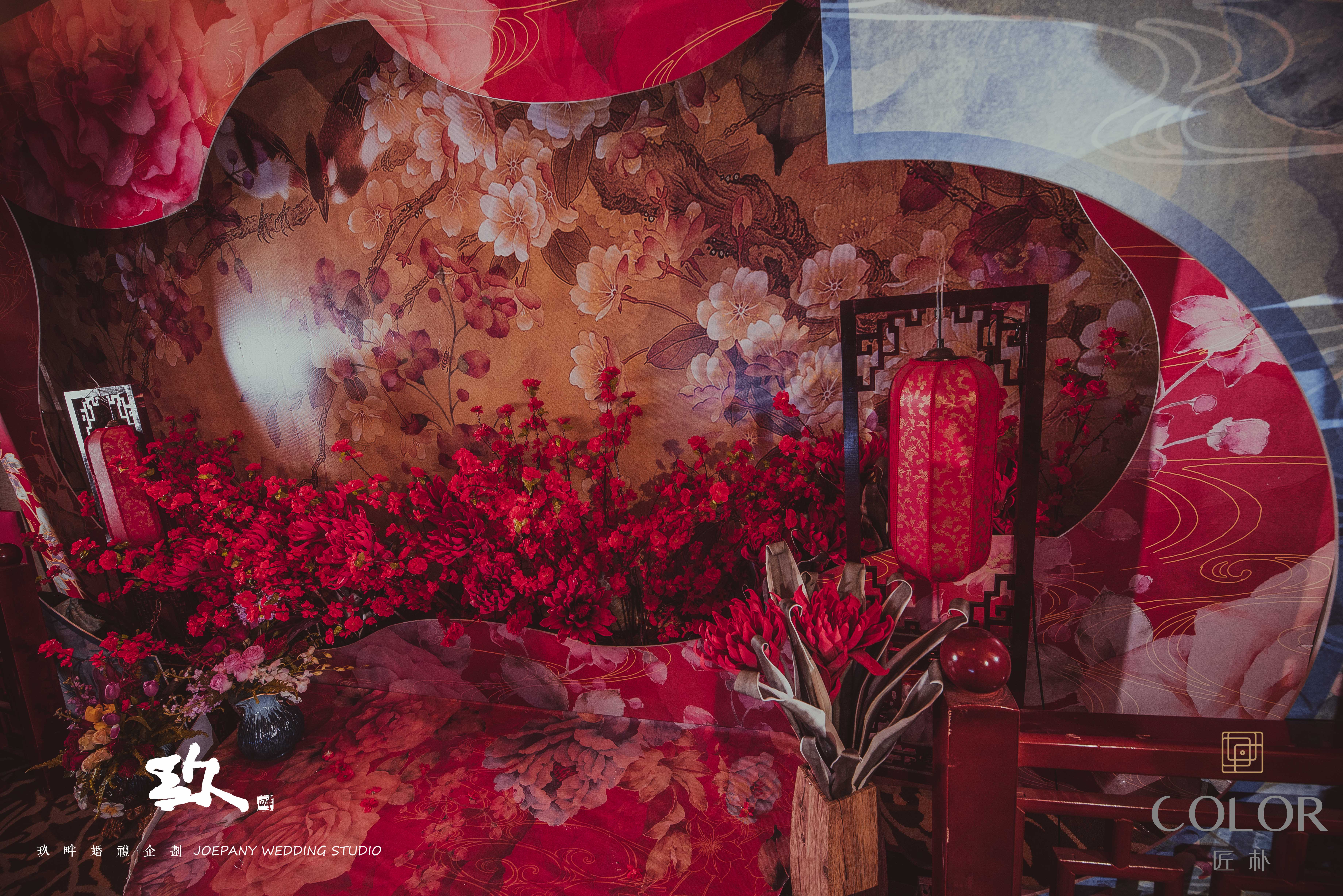 中式婚礼,中式背景墙,灯笼,