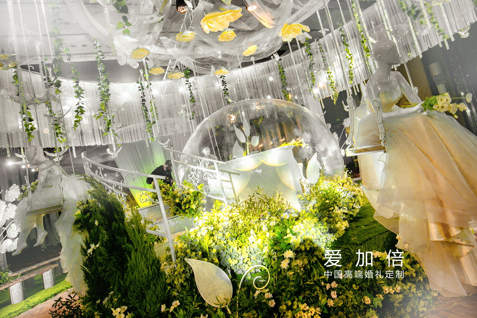 纸花,纱幔,