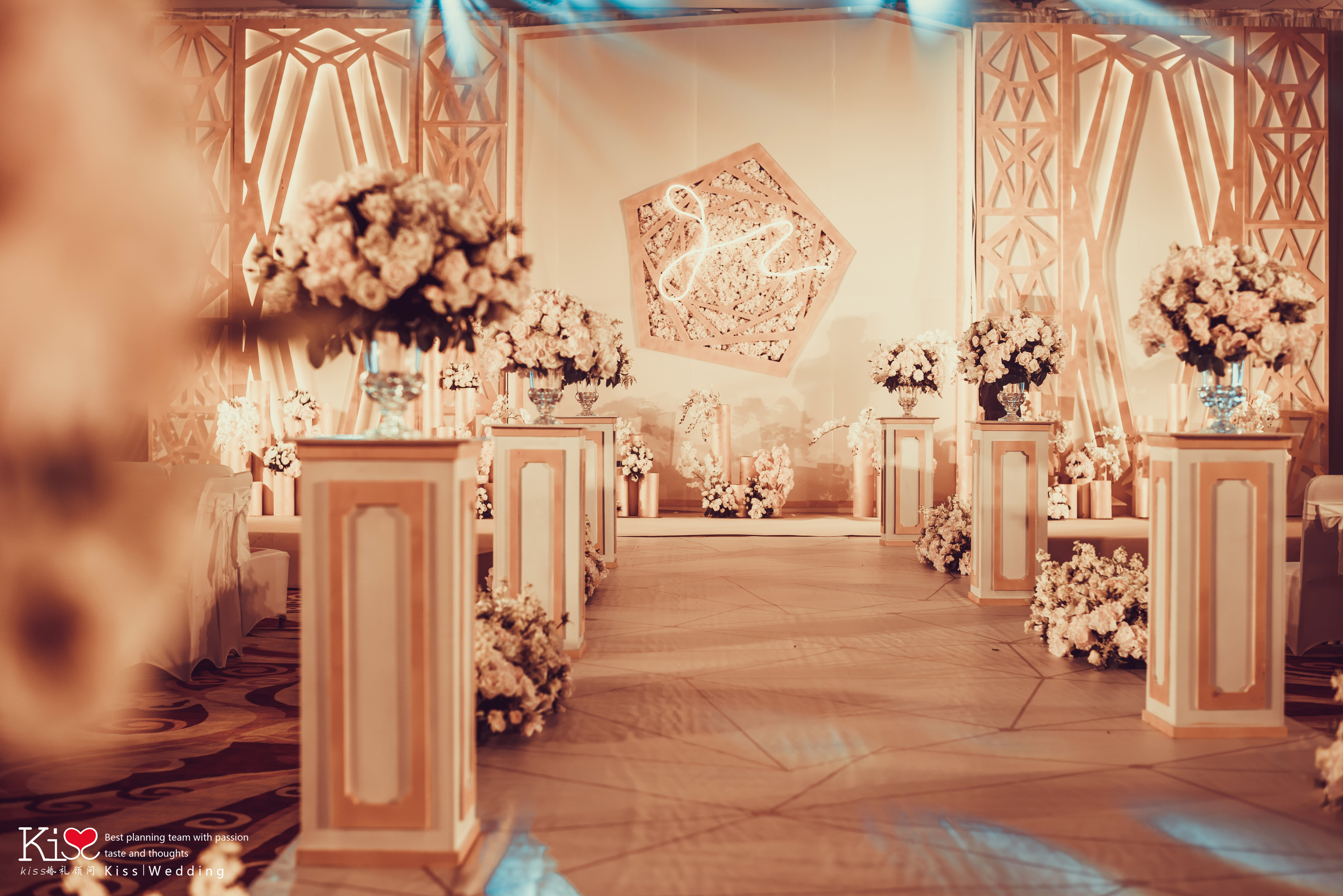 几何主题婚礼,简洁风婚礼,路引通道,