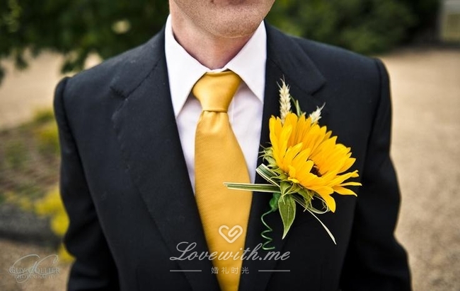 向日葵,胸花,领带,