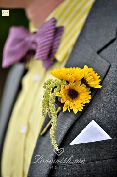 向日葵,胸花,领结,