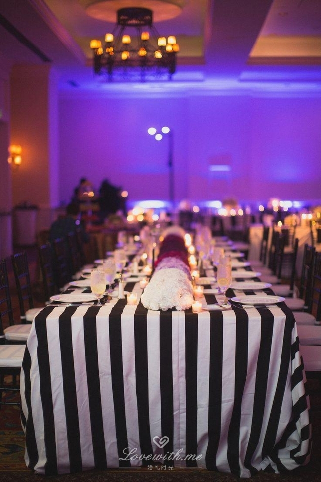 西式条纹餐桌,婚宴场地,