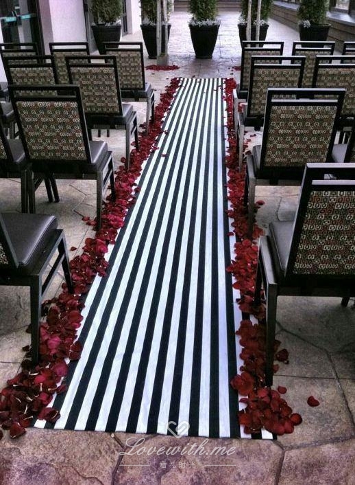 条纹婚礼路引通道地毯,