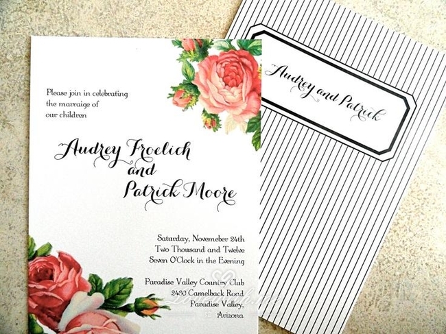 花卉图案婚礼请柬,