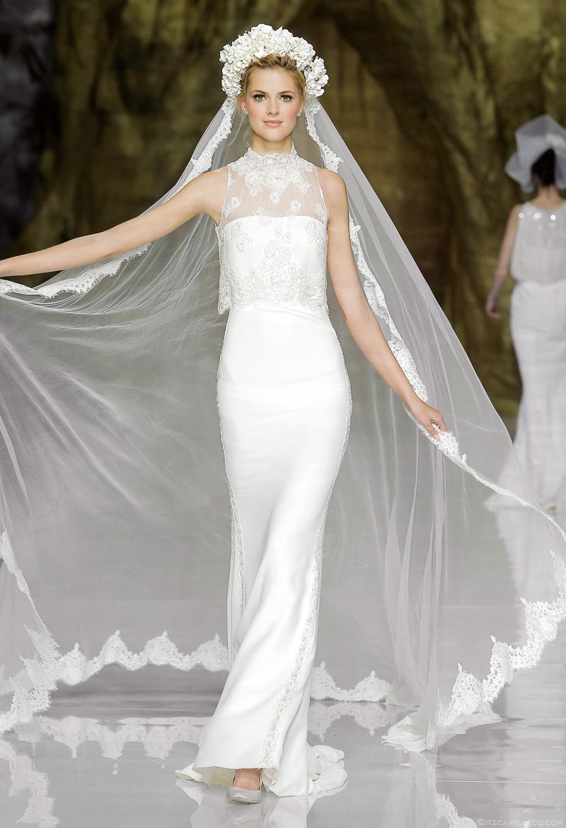 蕾丝拖尾婚纱,PRONOVIAS,