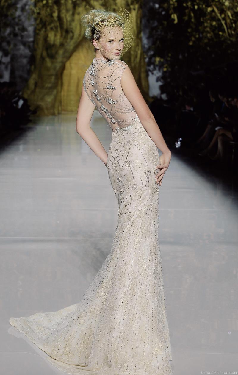 露背水钻鱼尾婚纱,新娘面纱,PRONOVIAS,