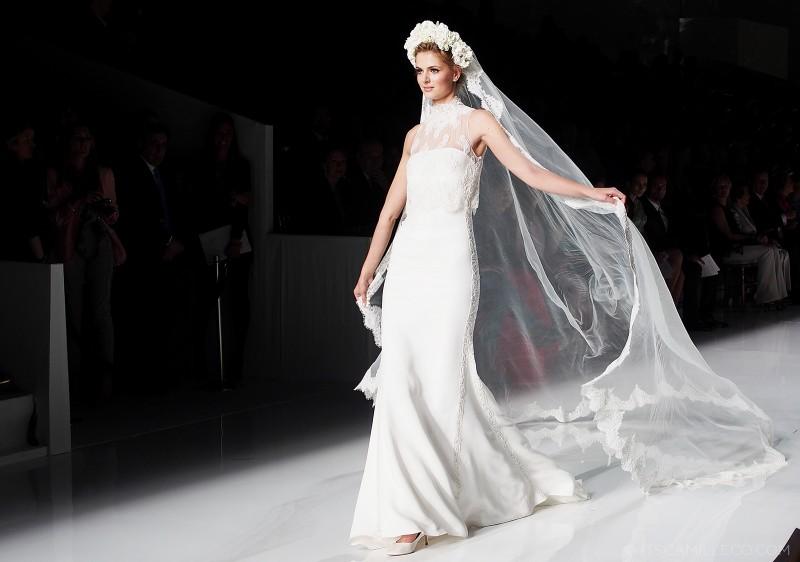 长头纱新娘,拖尾婚纱,PRONOVIAS,