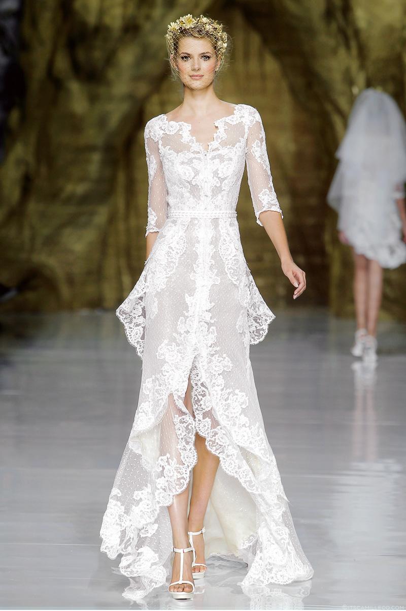 新娘绣花拖尾婚纱中袖,PRONOVIAS,