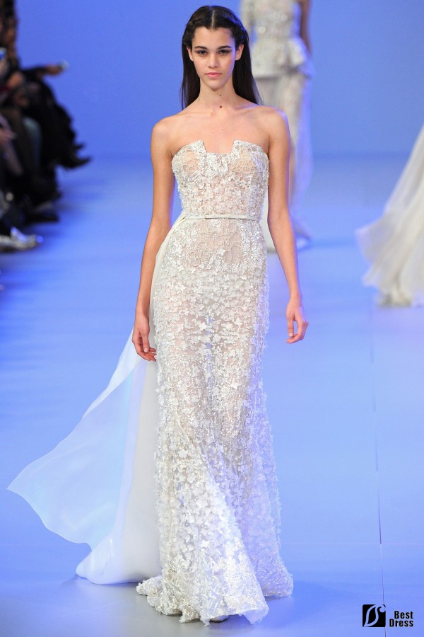 Elie Saab,抹胸绣花婚纱,