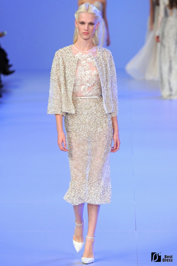 Elie Saab,长袖短款婚纱礼服,透视,