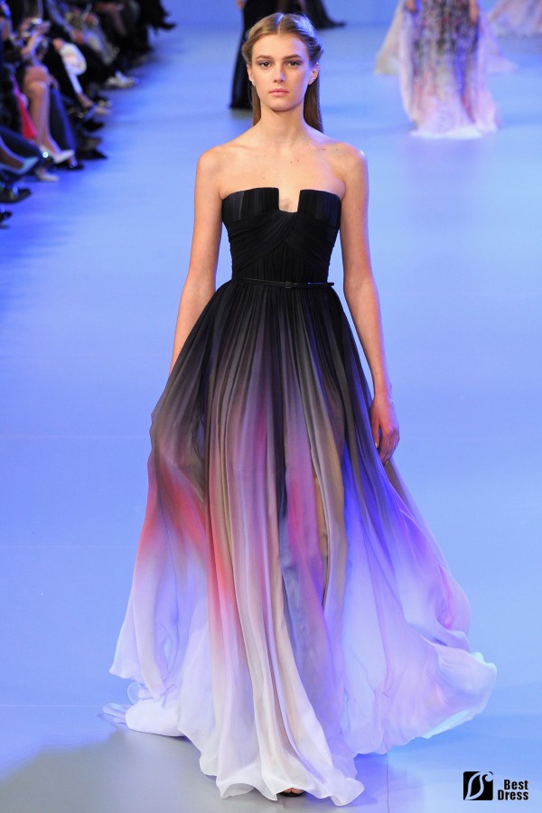 Elie Saab,抹胸婚纱,渐变色,