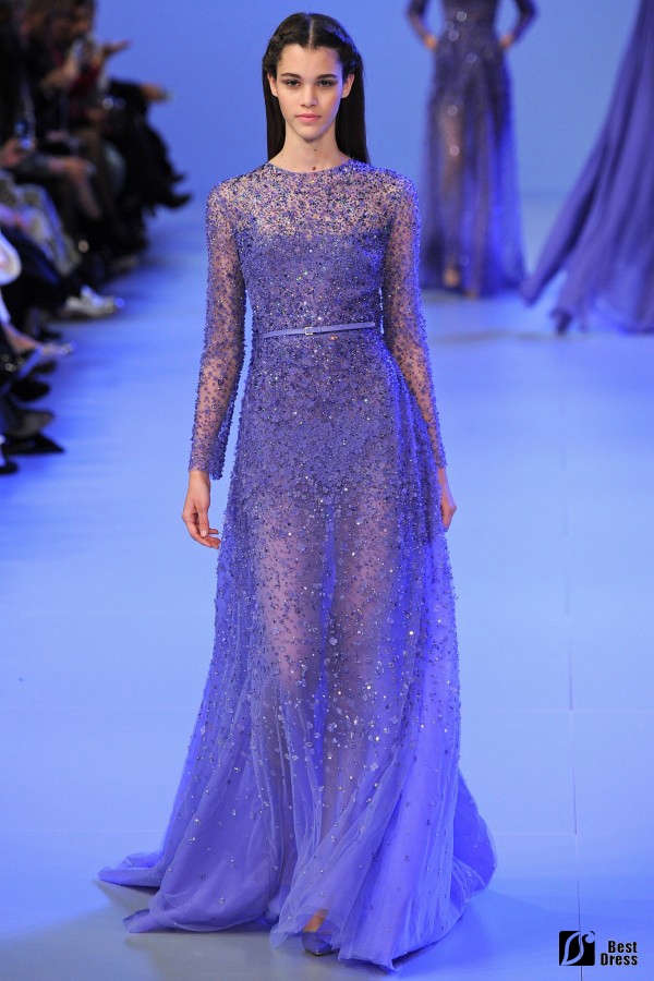 Elie Saab,长袖透视婚纱,绣花,