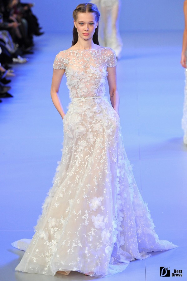 Elie Saab,透视绣花婚纱,