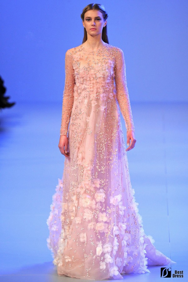 Elie Saab,长袖绣花婚纱,