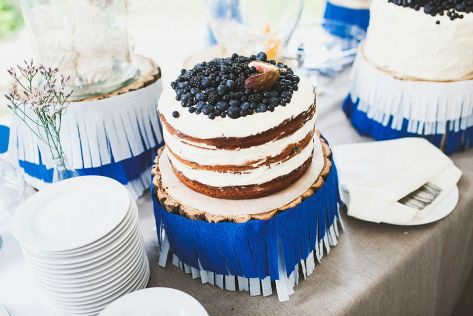婚礼翻糖蛋糕,蓝莓,