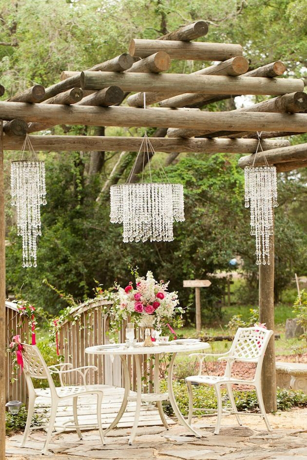 水晶吊灯,花园主题婚礼,